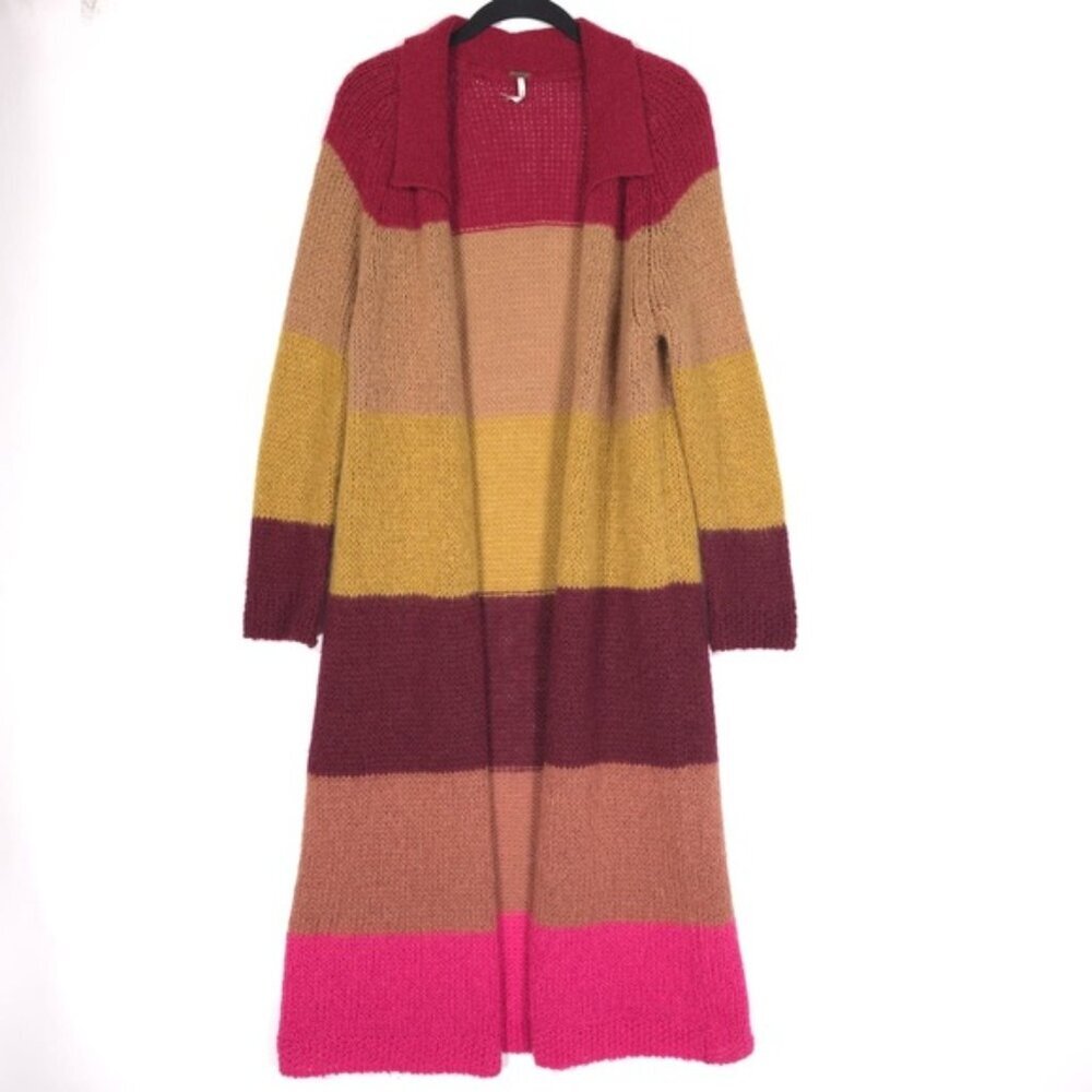 Free People Over The Rainbow Mohair Blend Cardigan Duster Sweater ITALY 🇮🇹 S/P